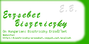 erzsebet bisztriczky business card